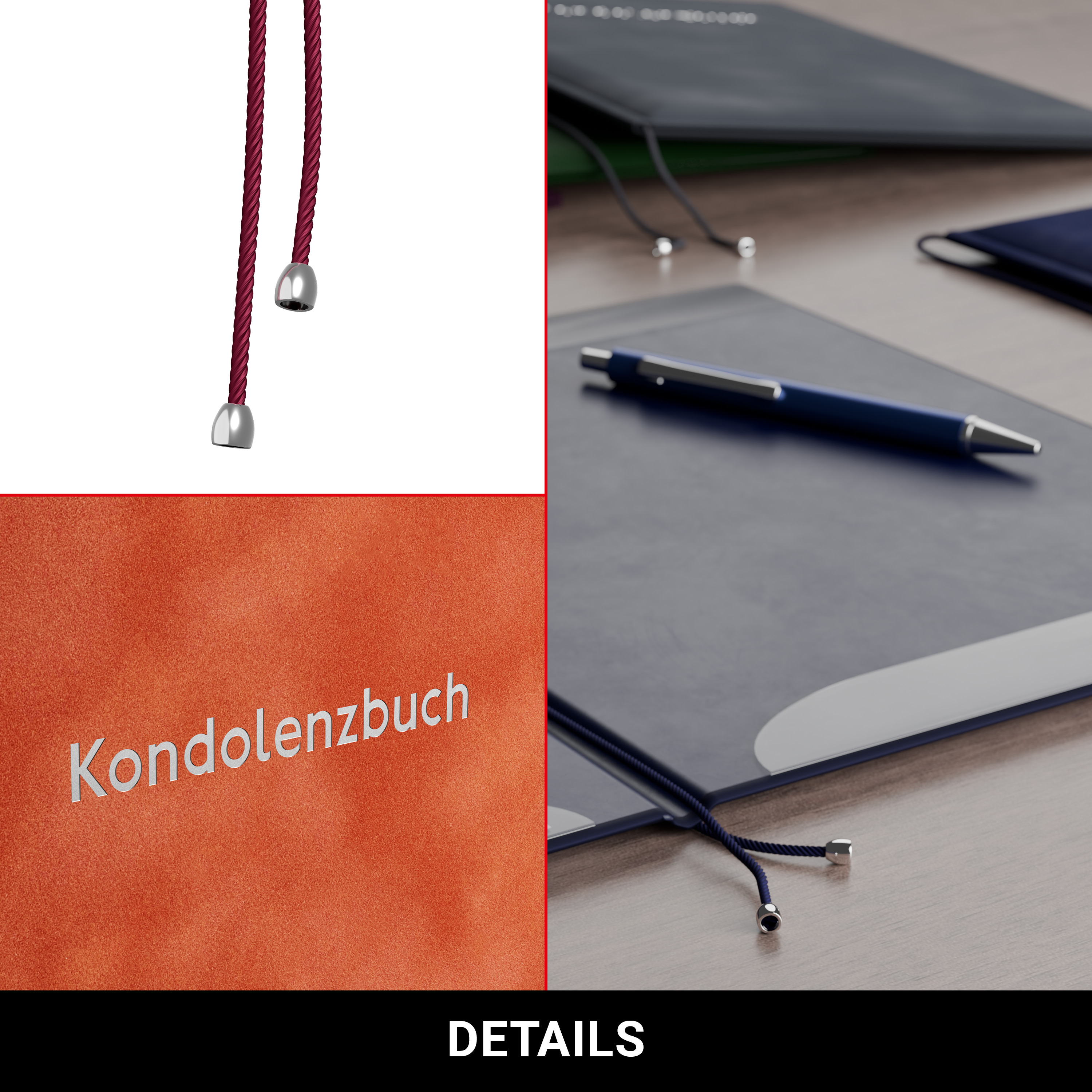 Kondolenzmappe aus Velours orange - Druck Silber - 10 Stück