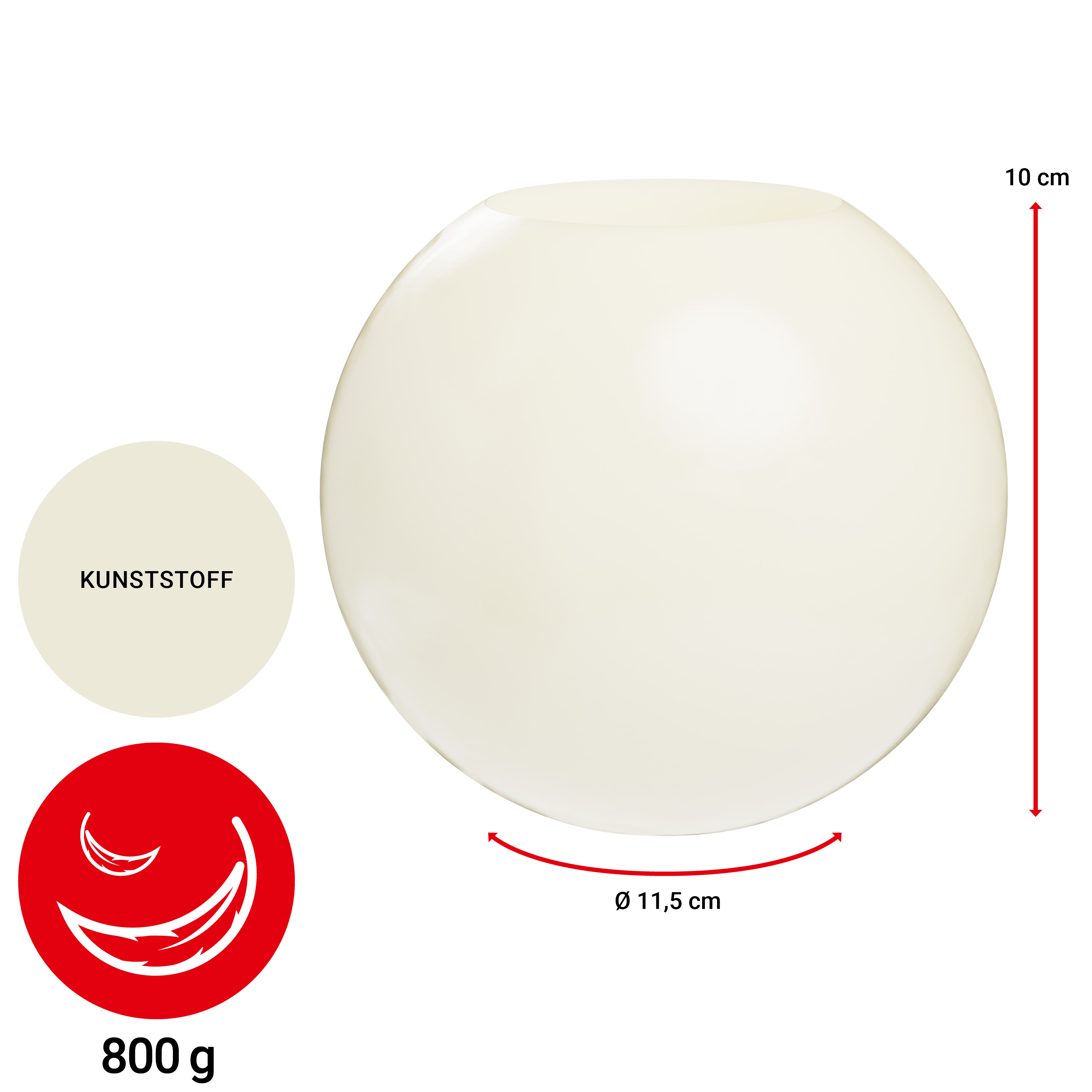 Kerze Tempus Kugel - creme - Ø11.5cm - 2 Stück