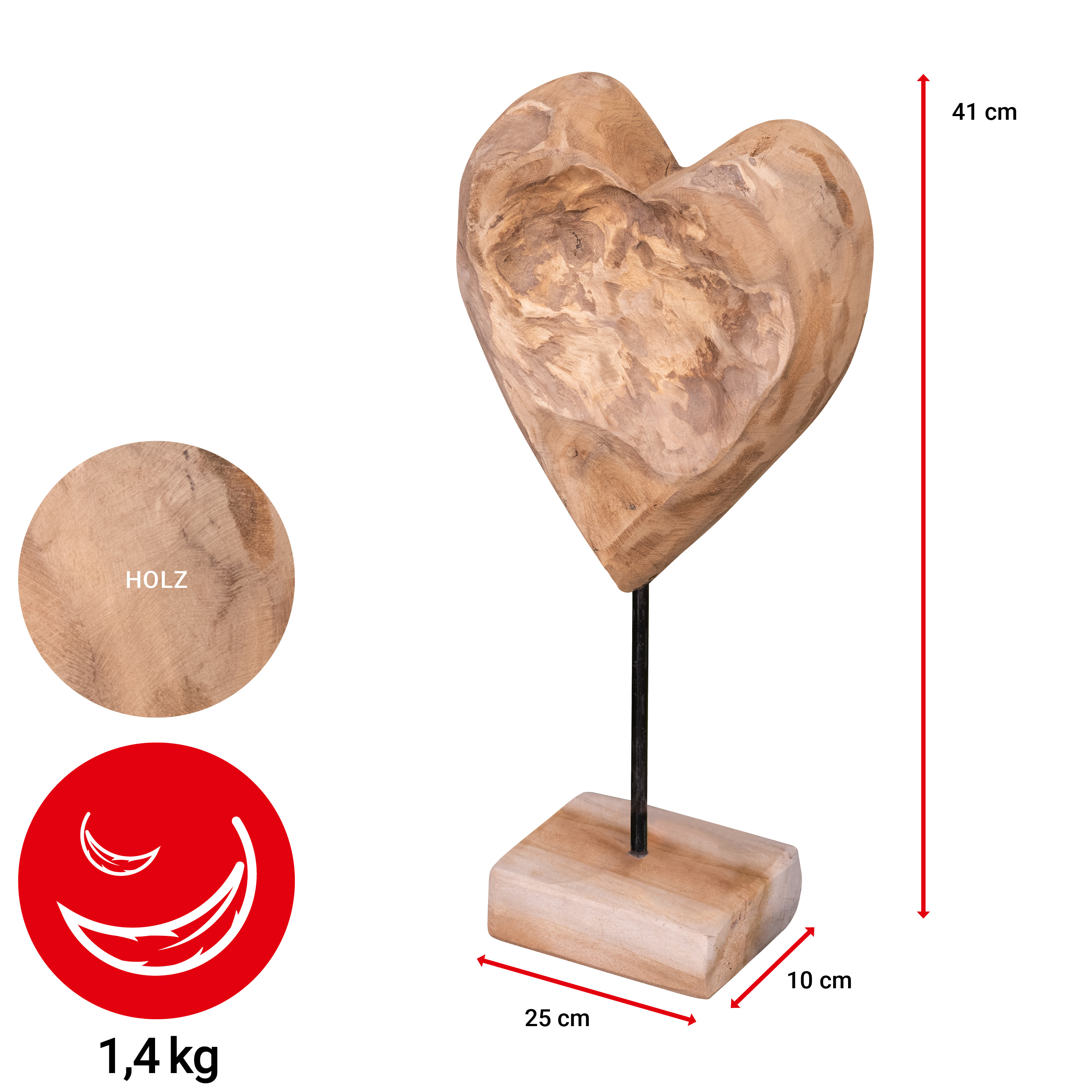 Aufsteller - Herz - 41 cm - VE: 4 Stück