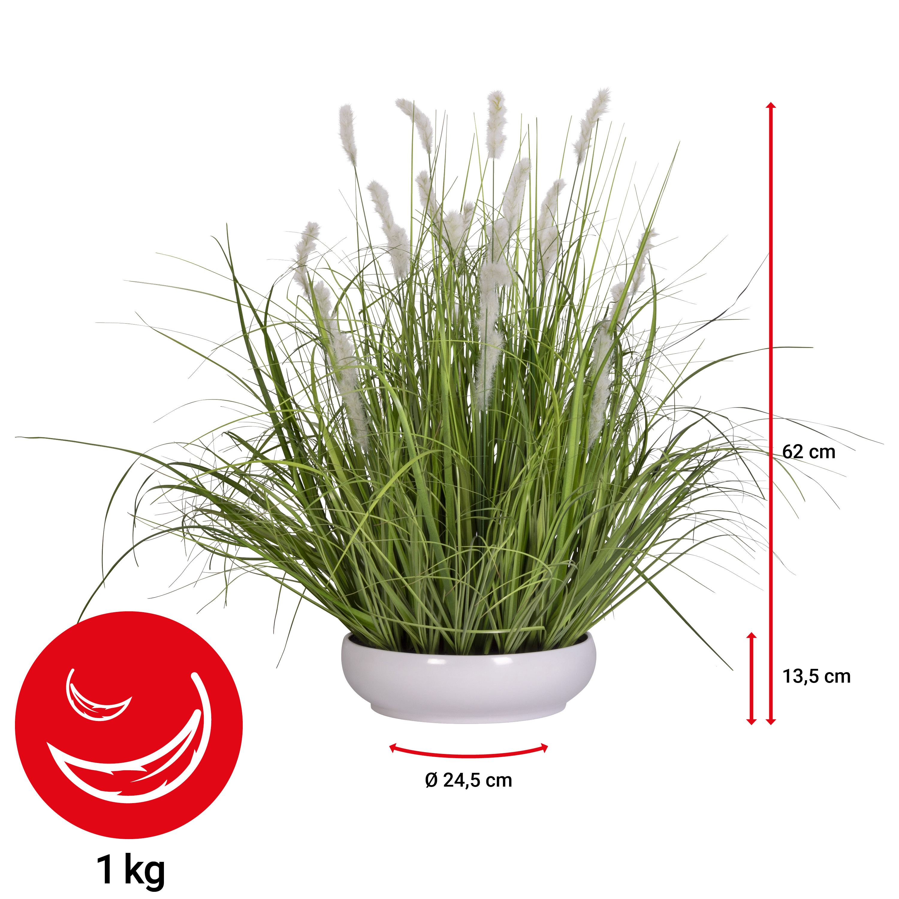 Wiese blühend - Übertopf  weiss - 62cm - 2 Stück