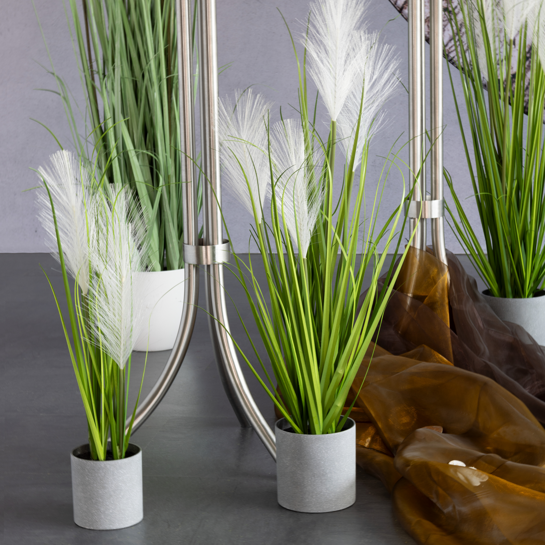 Pampagras - Übertopf grau - 90cm - 2 Stück | 90 cm