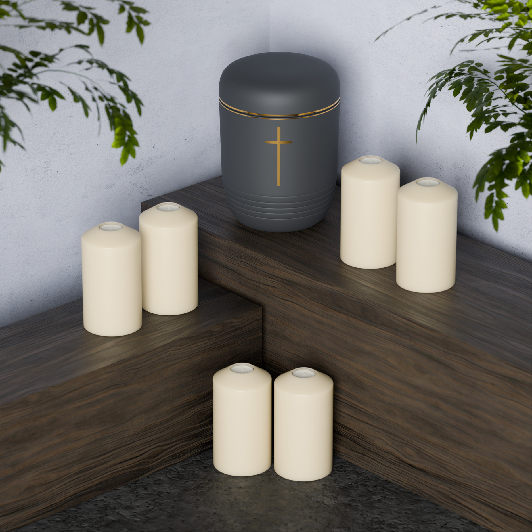 Sonderaktion: Tempus Kerzen-Set - kleine Teelichter - creme - 6-teilig