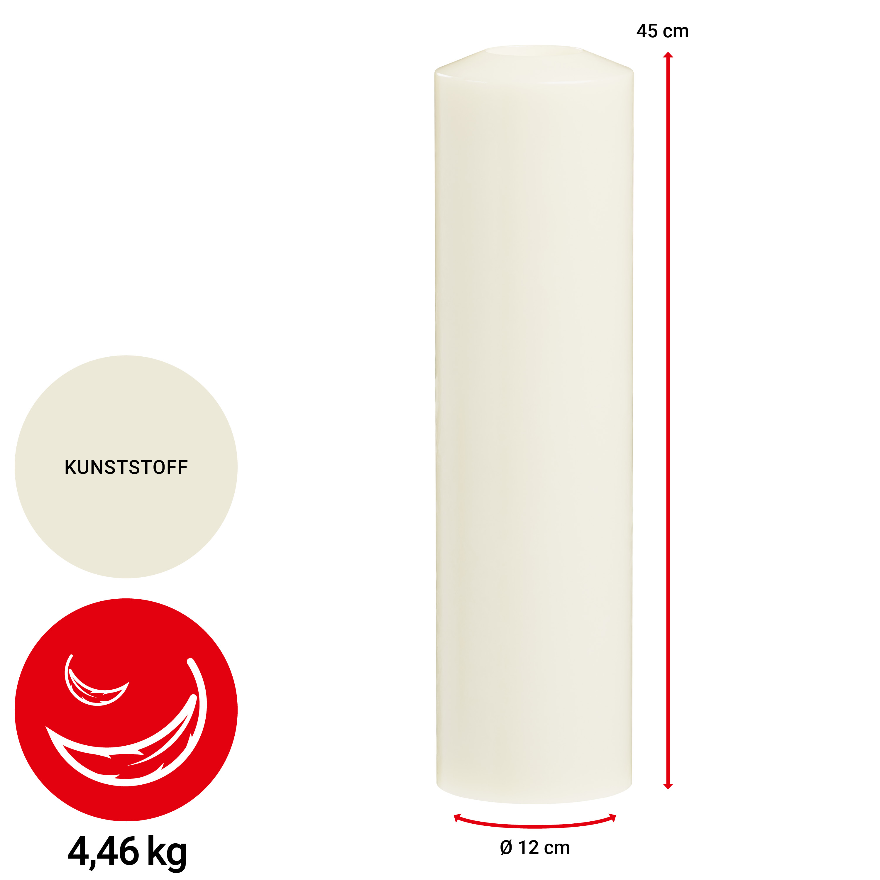 Kerze Tempus - creme - Ø12cm H 45cm