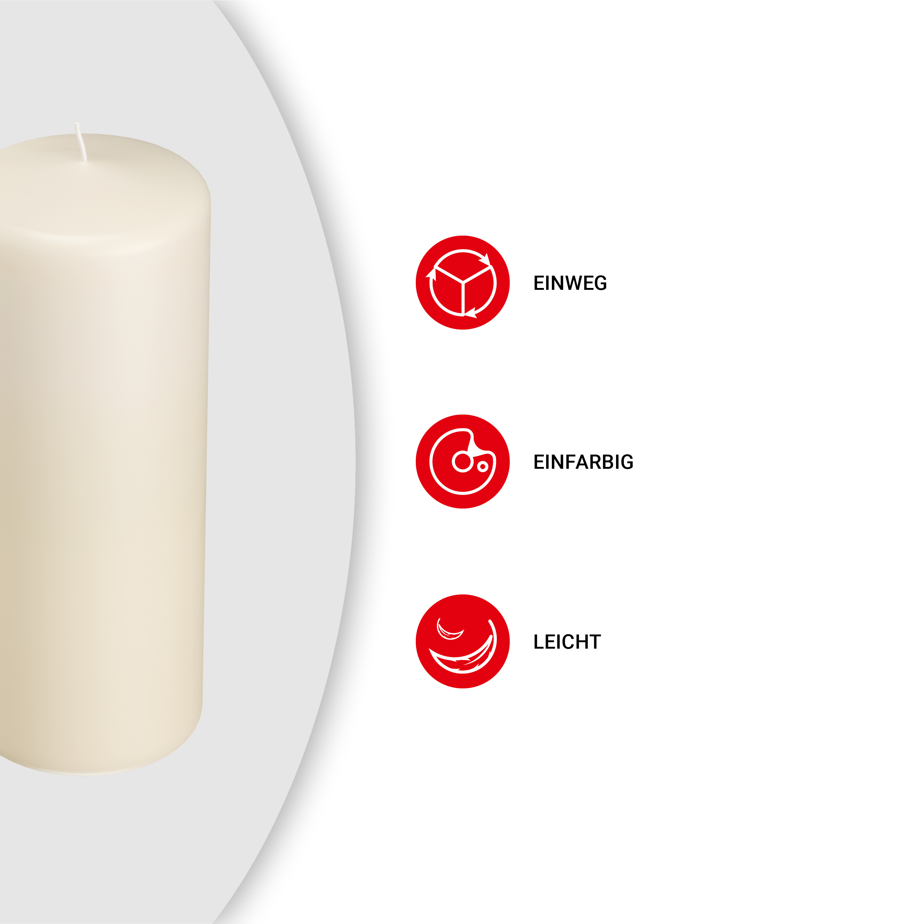 Stumpenkerze - creme - ø8cm H 20cm - 12 Stück