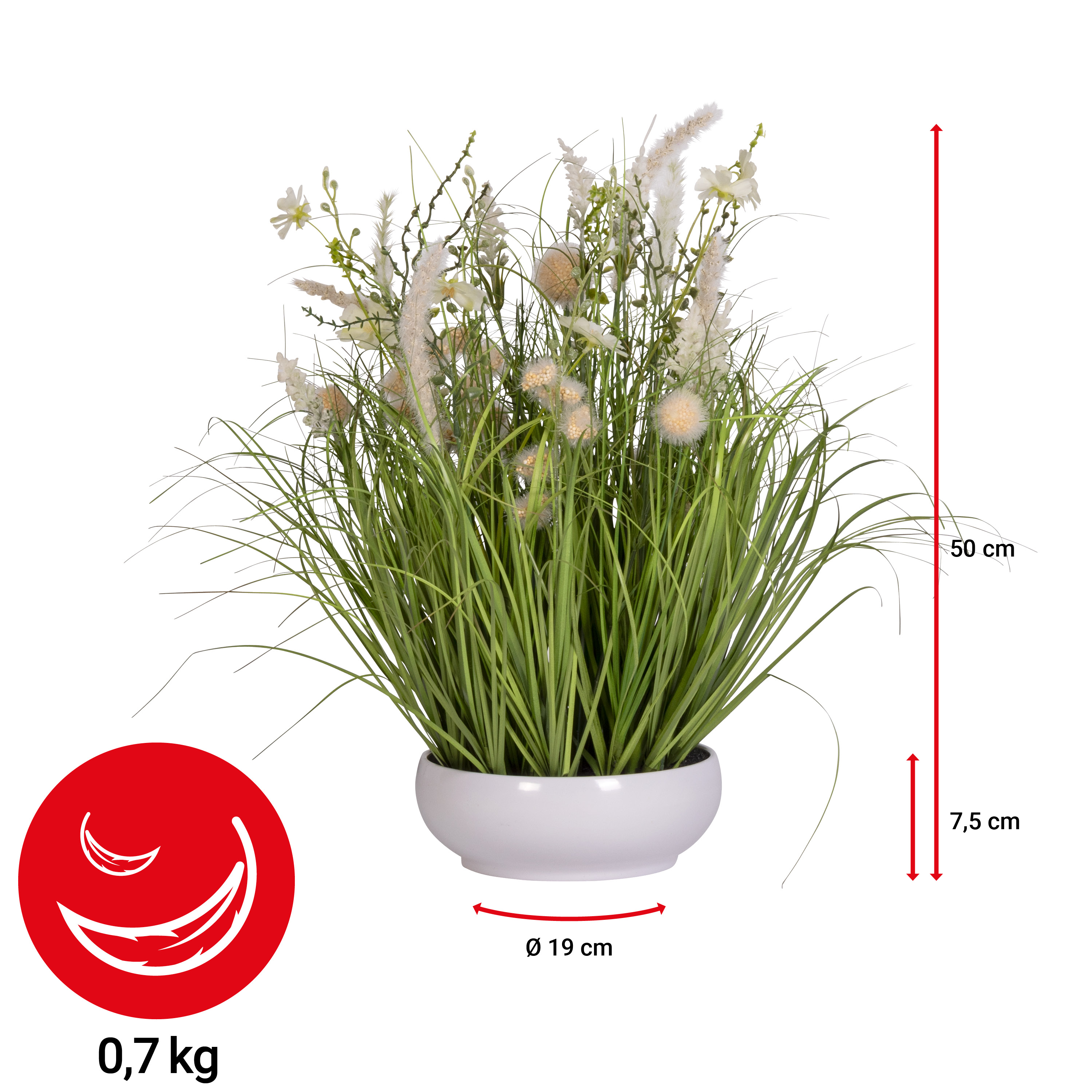 Wiesenblumen - Übertopf weiss - 50cm - 2 Stück