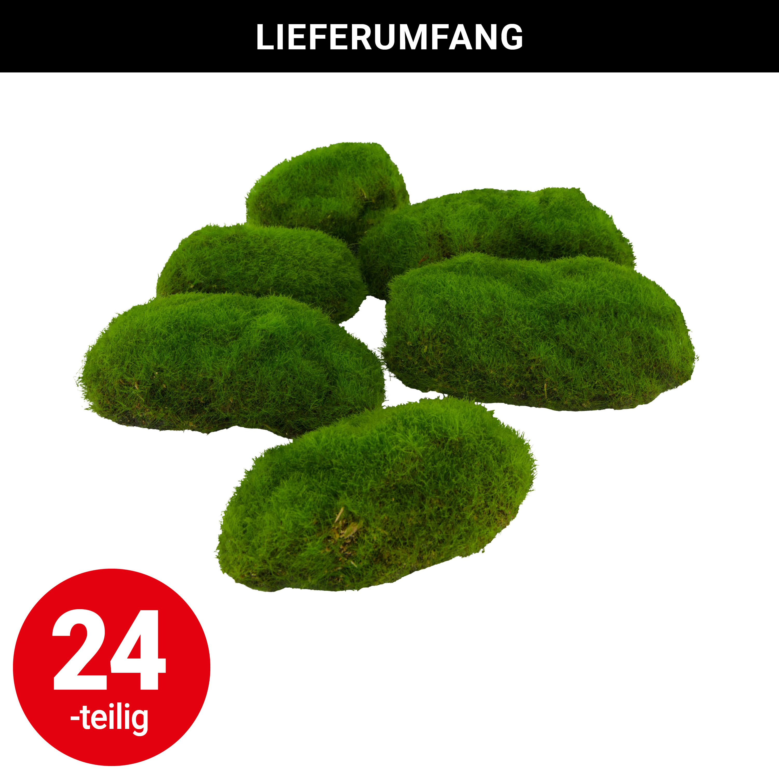 Moosstein - grün - 20 cm - Set: 24-teilig