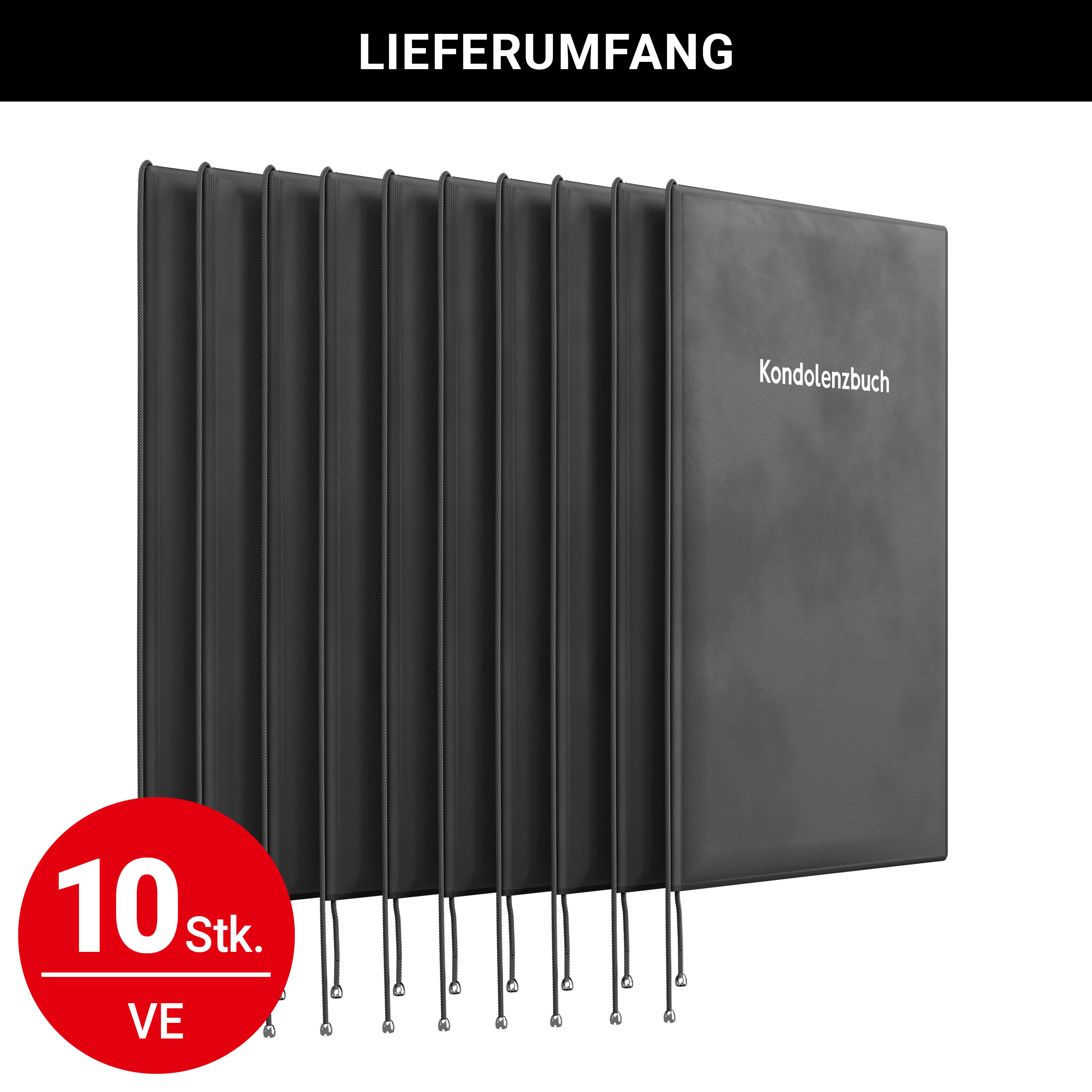 Kondolenzmappe aus Velours Grau - Druck Silber - 10 Stück