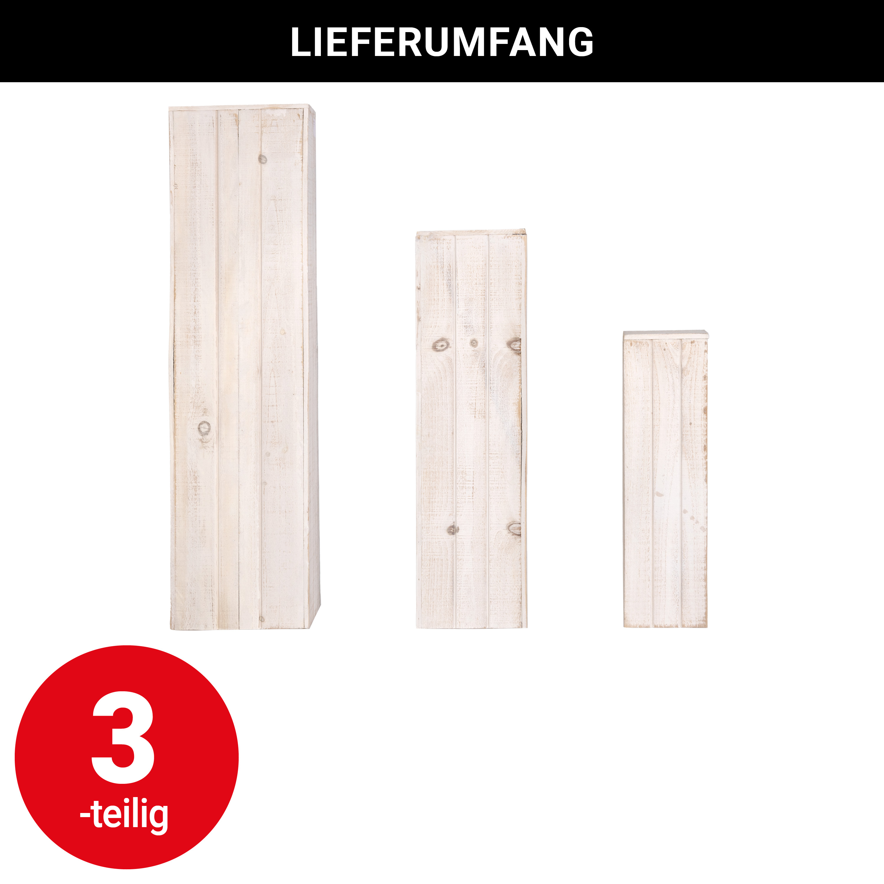 Dekosäule „Shabby Nature Holz"- weiss - 3er Set