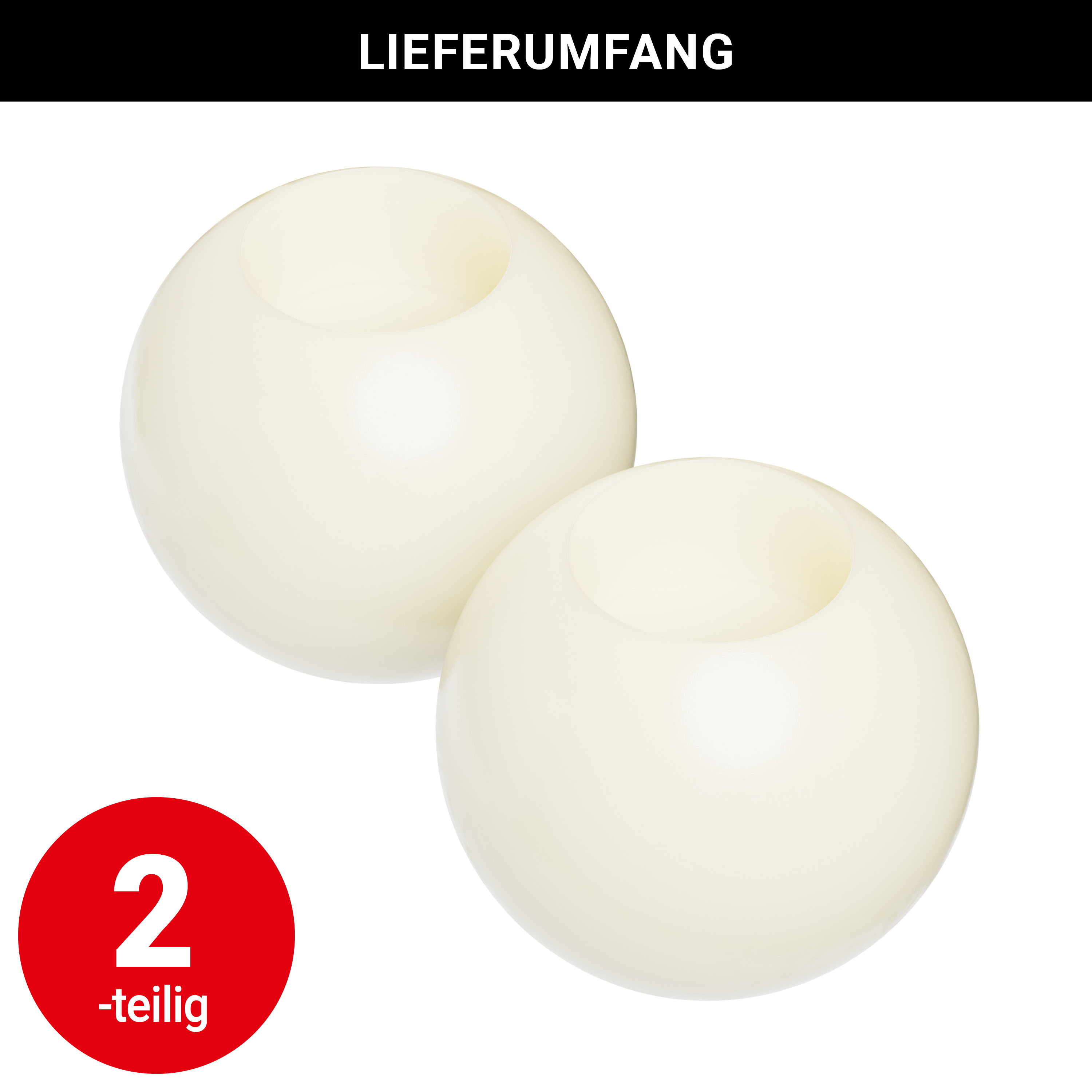 Kerze Tempus Kugel - creme - Ø11.5cm - 2 Stück