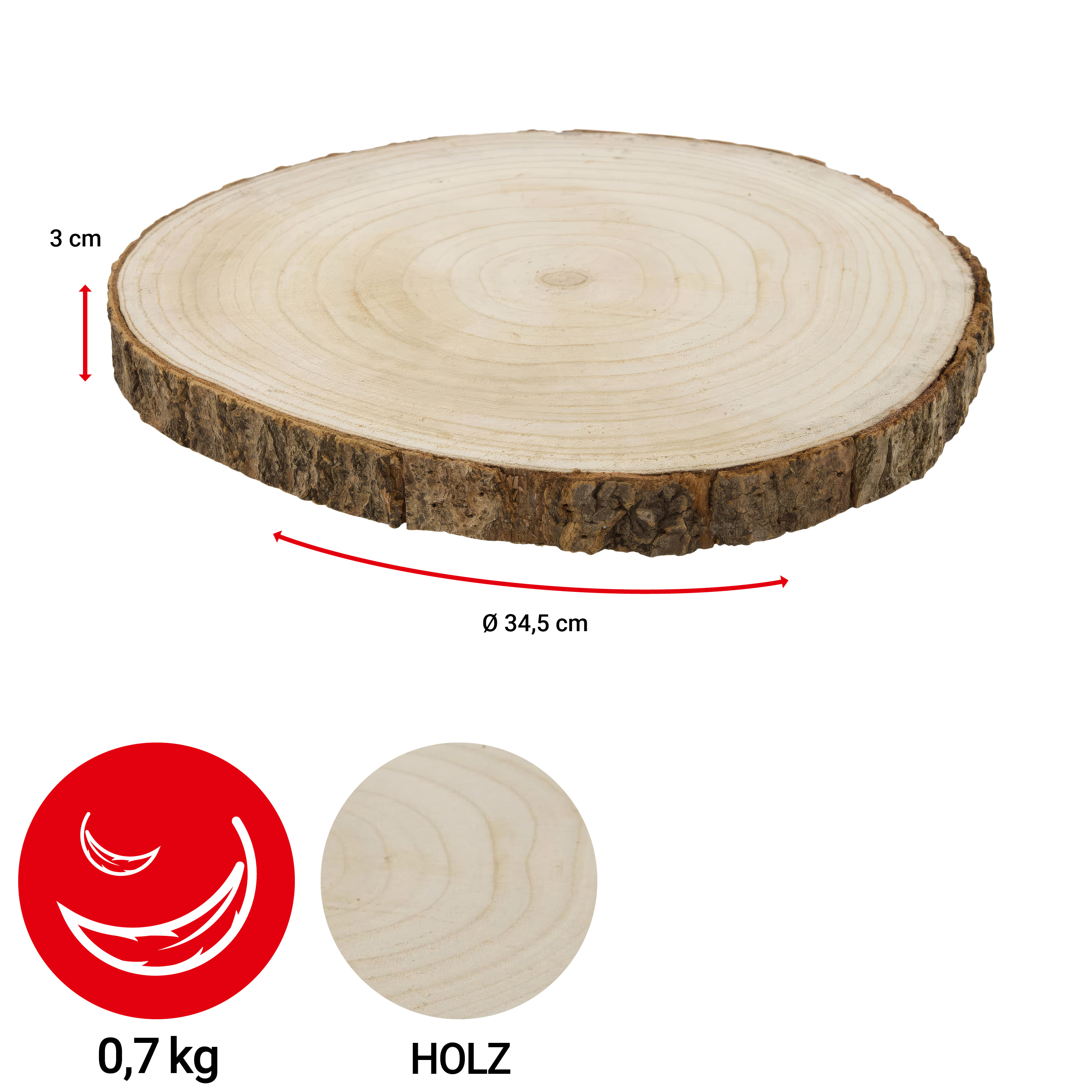 Baumscheibe - Paulownia-Holz - Ø 34,5 cm - VE: 6 Stück