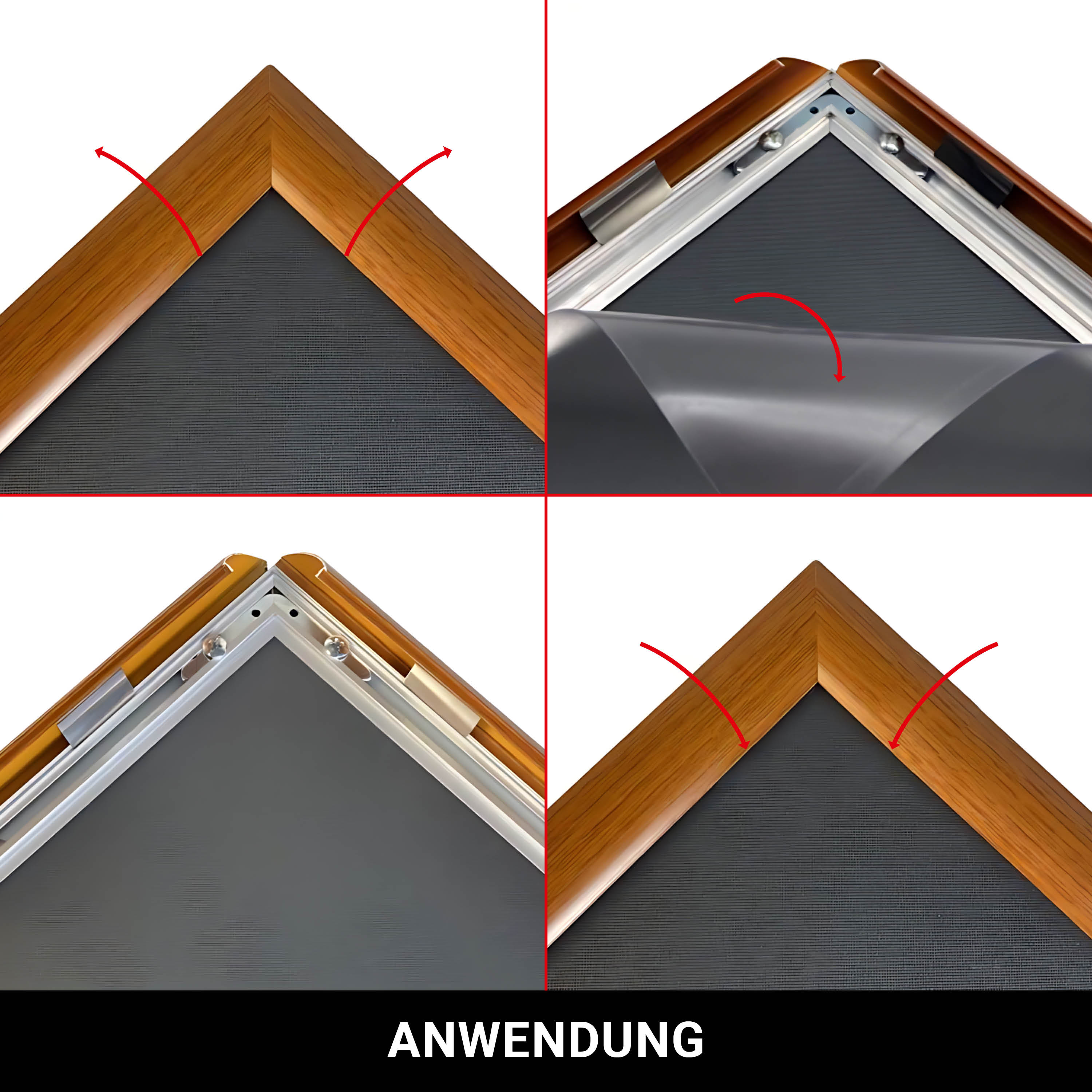 Alu Klapprahmen Set in Holzoptik DIN A4, DIN A3, DIN A2