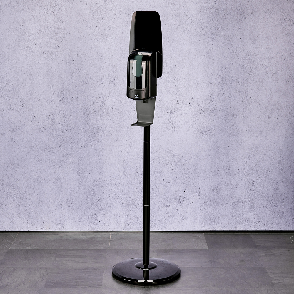 Desinfektionssäule mit Sensor in Schwarz