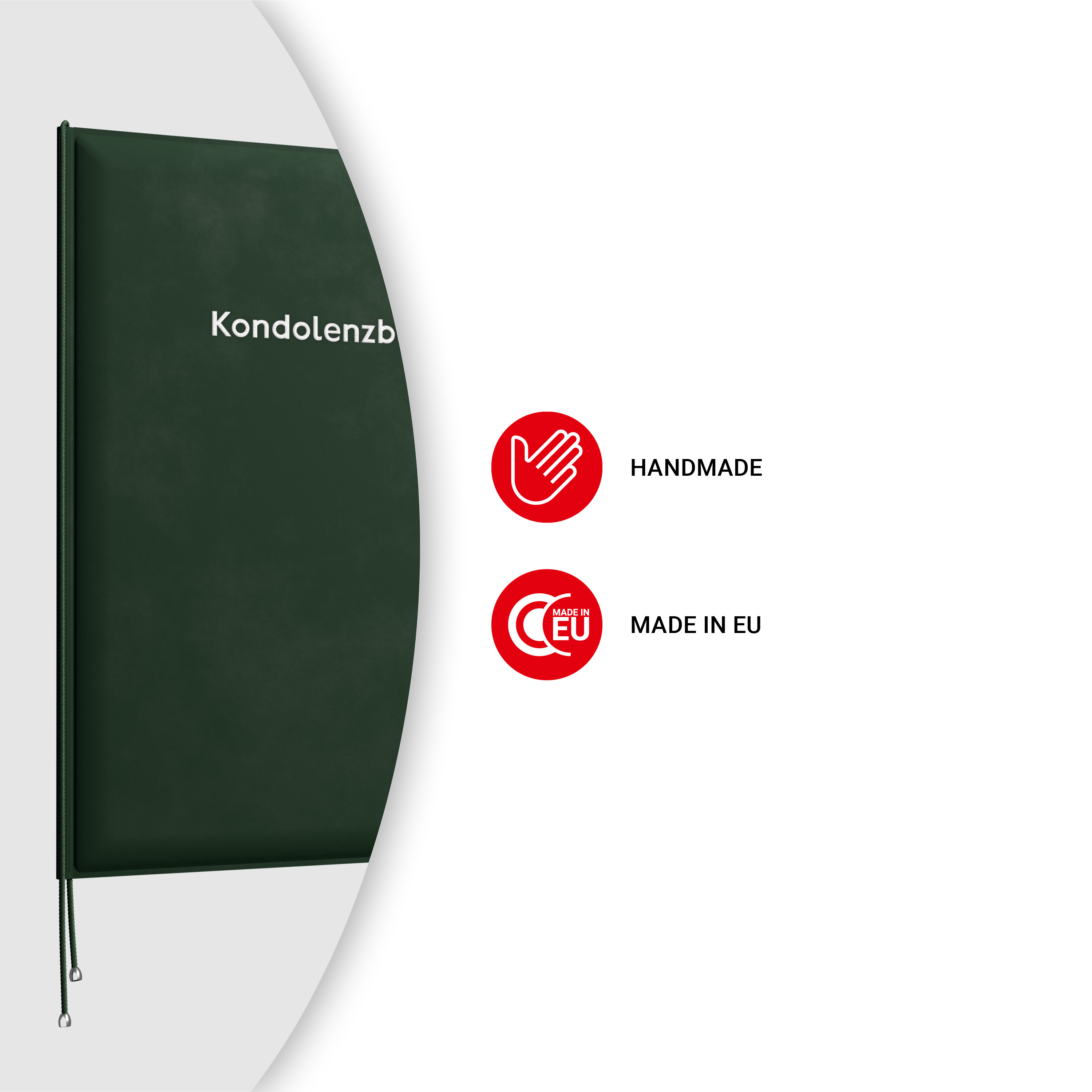Kondolenzmappe aus Velours Grün - Druck Silber - 10 Stück