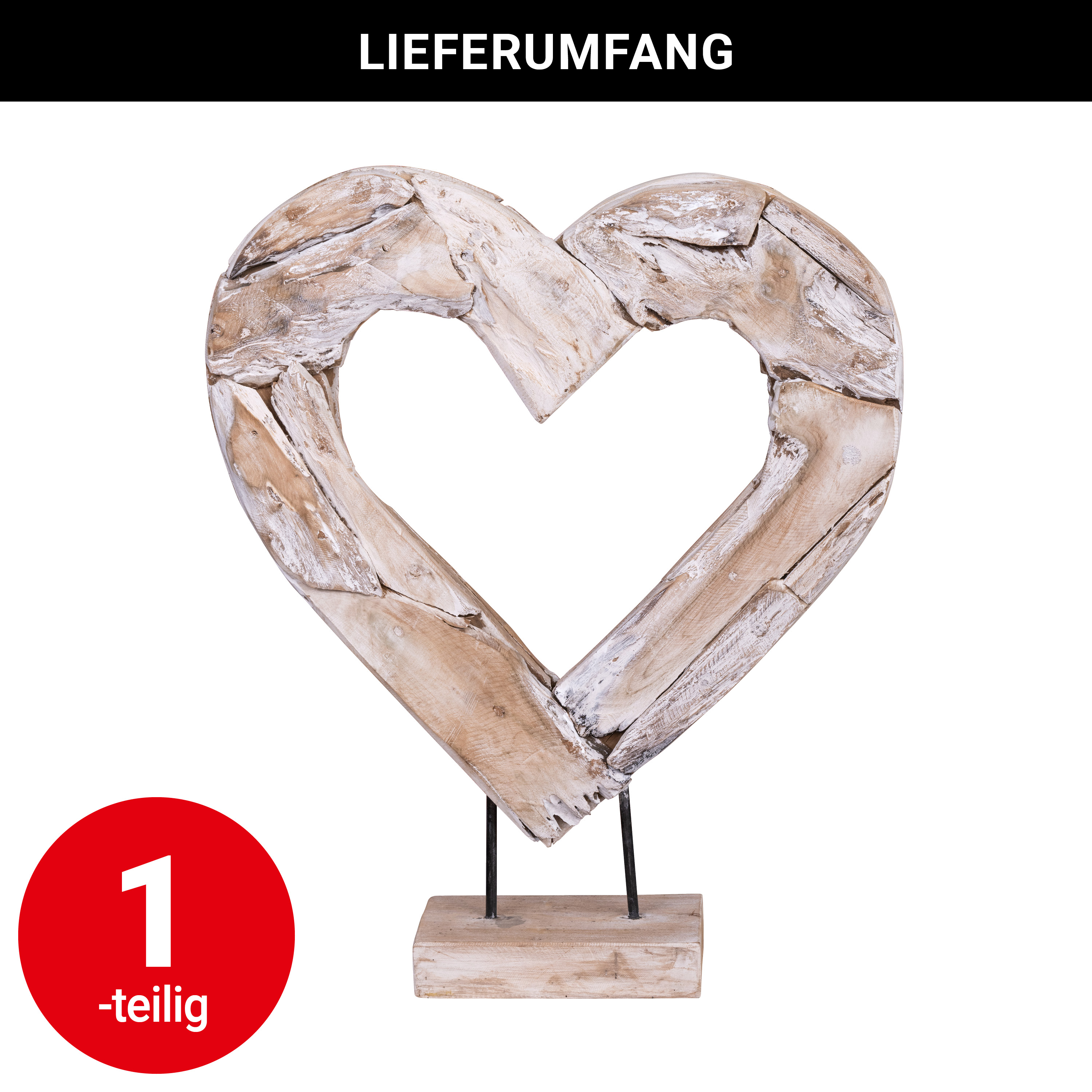 Statue - Herz/Shabbyoptik - 70 cm - VE: 1 Stück