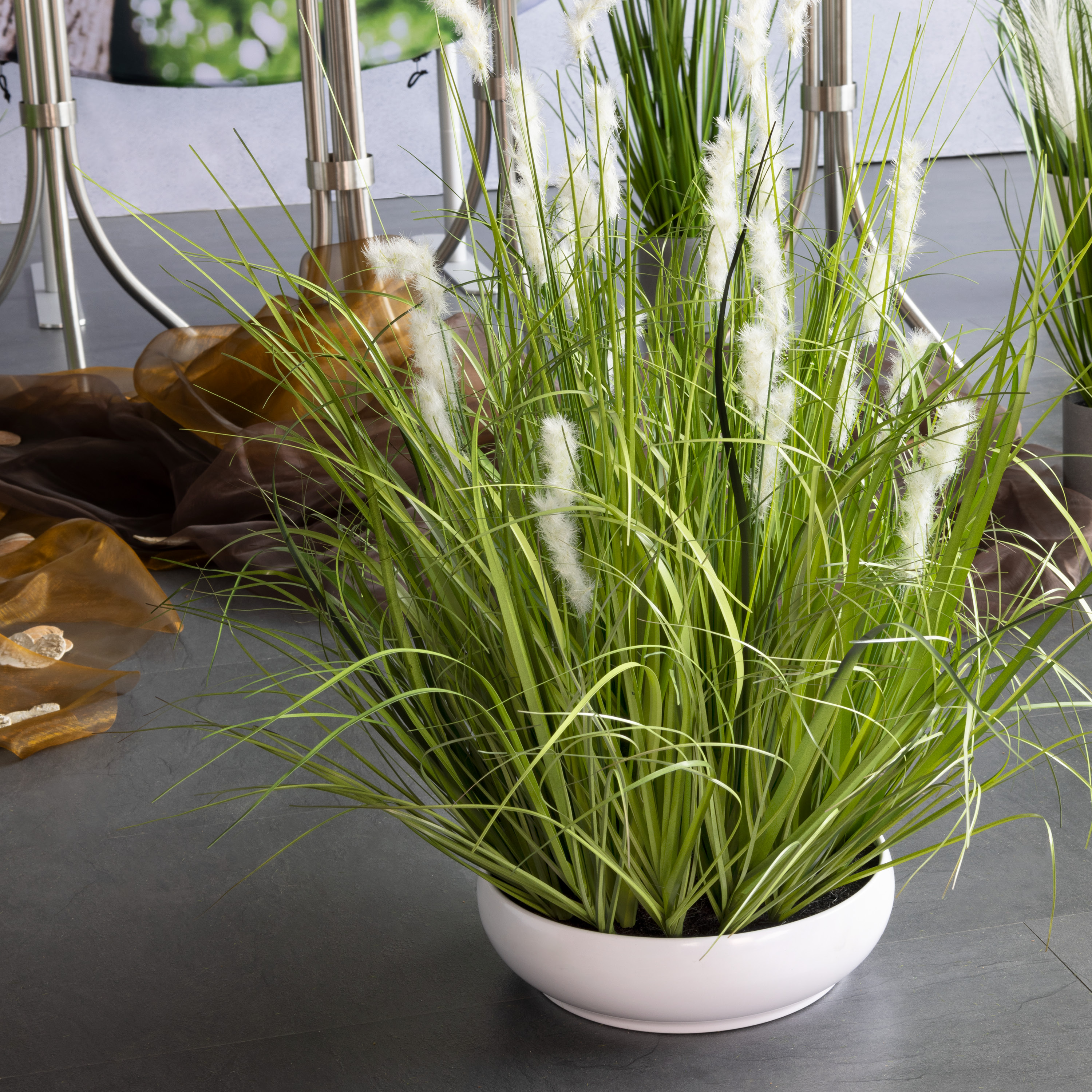 Wiese blühend - Übertopf  weiss - 62cm - 2 Stück