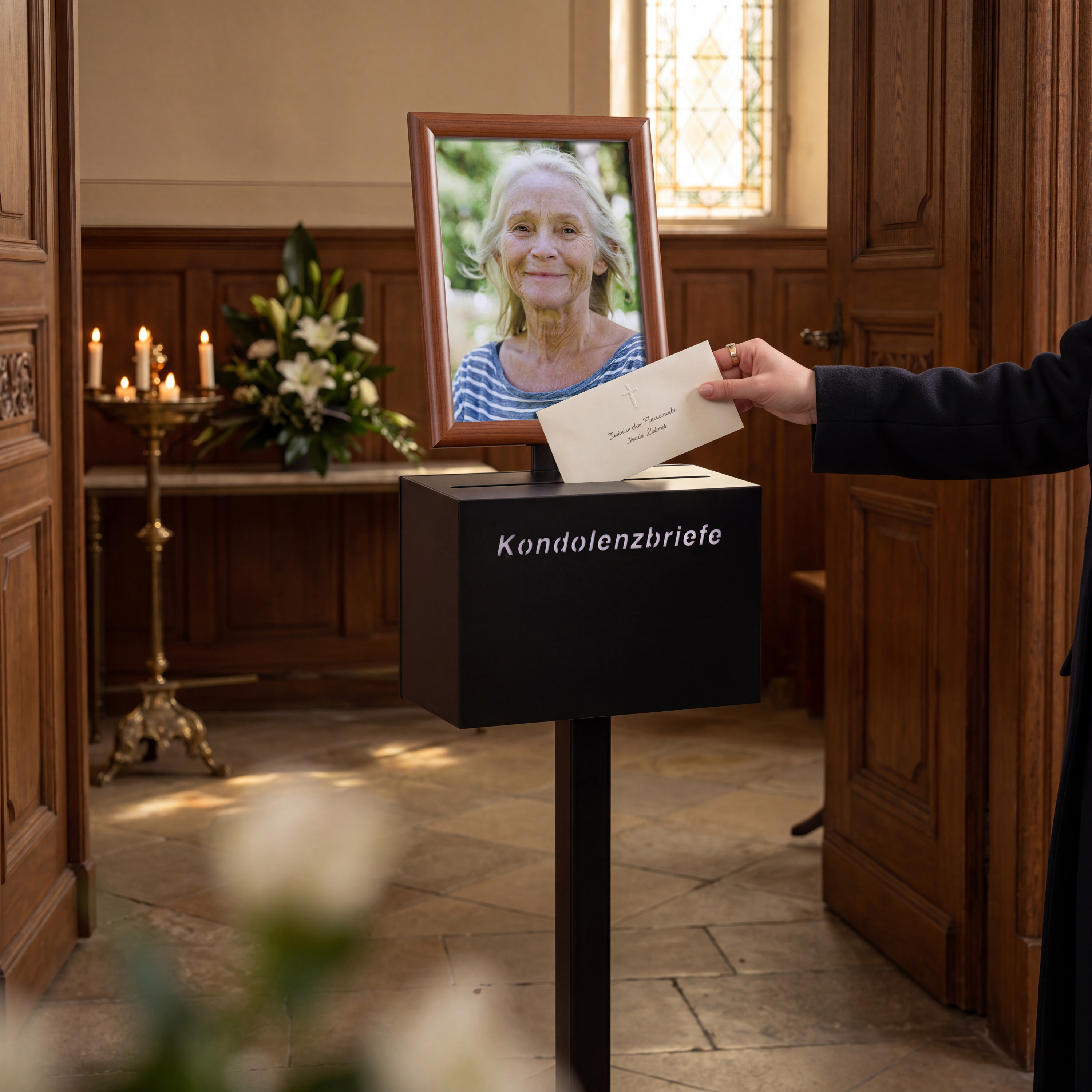 Briefkasten für Trauerkarten - schwarz
