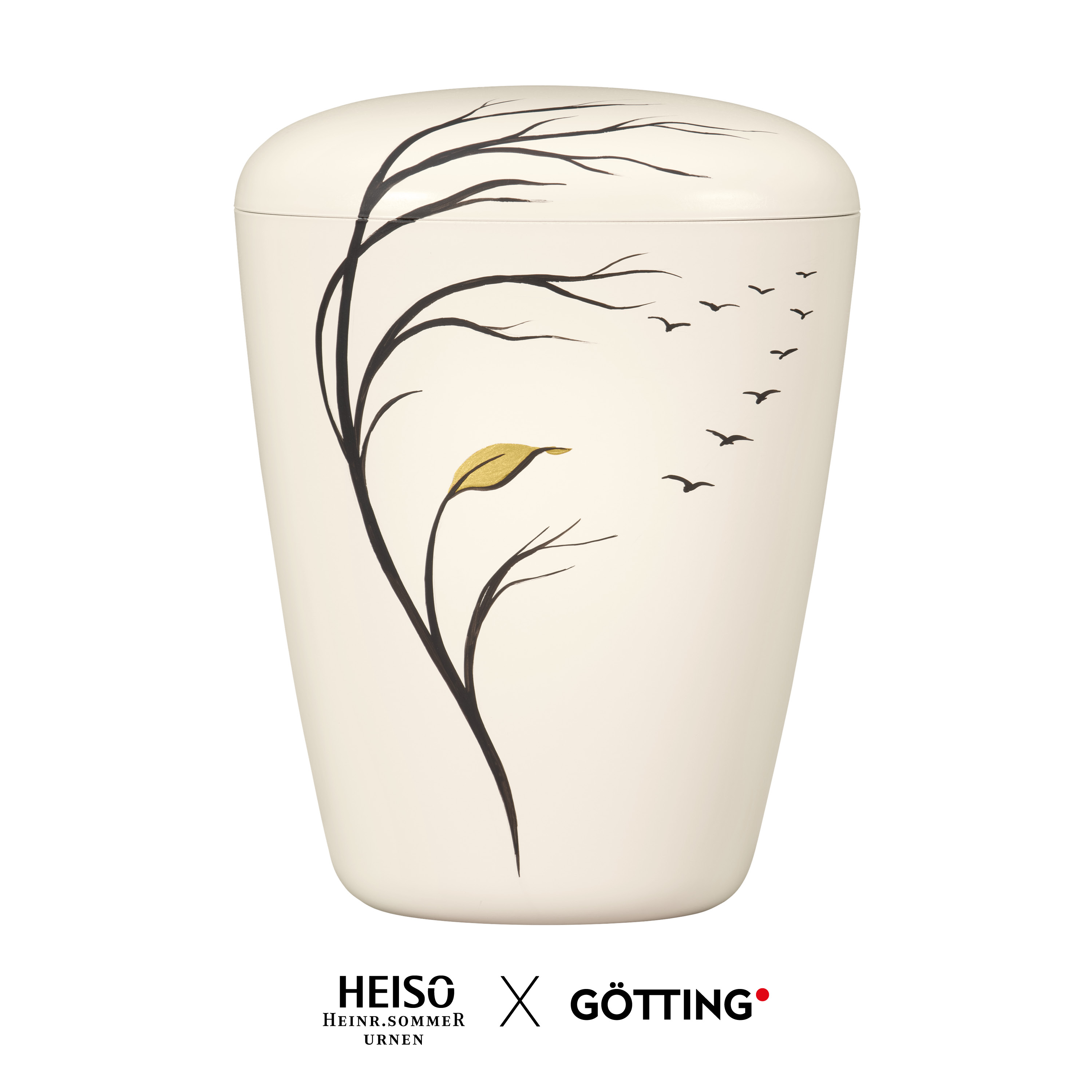 Heiso Naturstoffurne "Exclusive Handbemalt" - Vogelzug