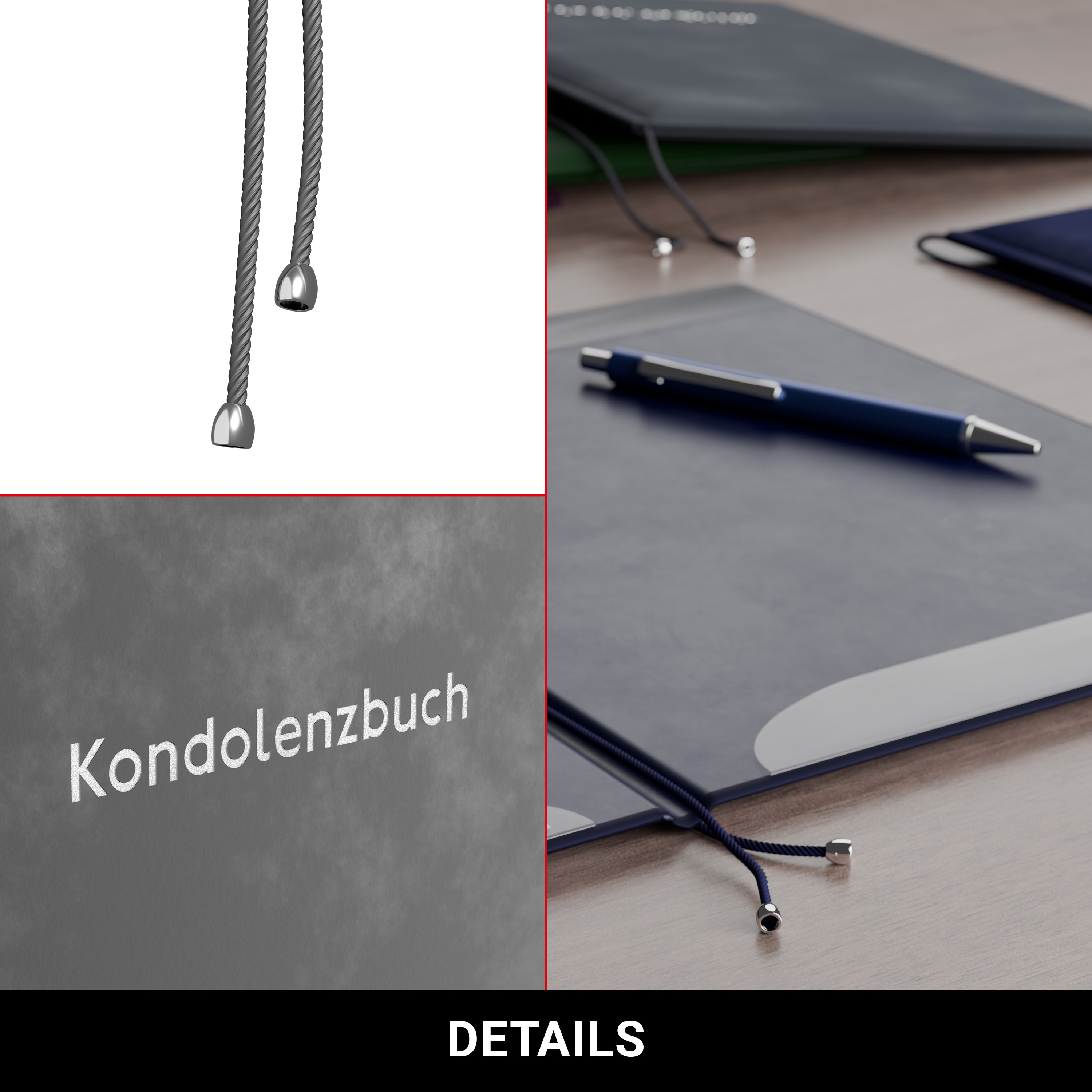 Kondolenzmappe aus Velours Grau - Druck Silber - 10 Stück