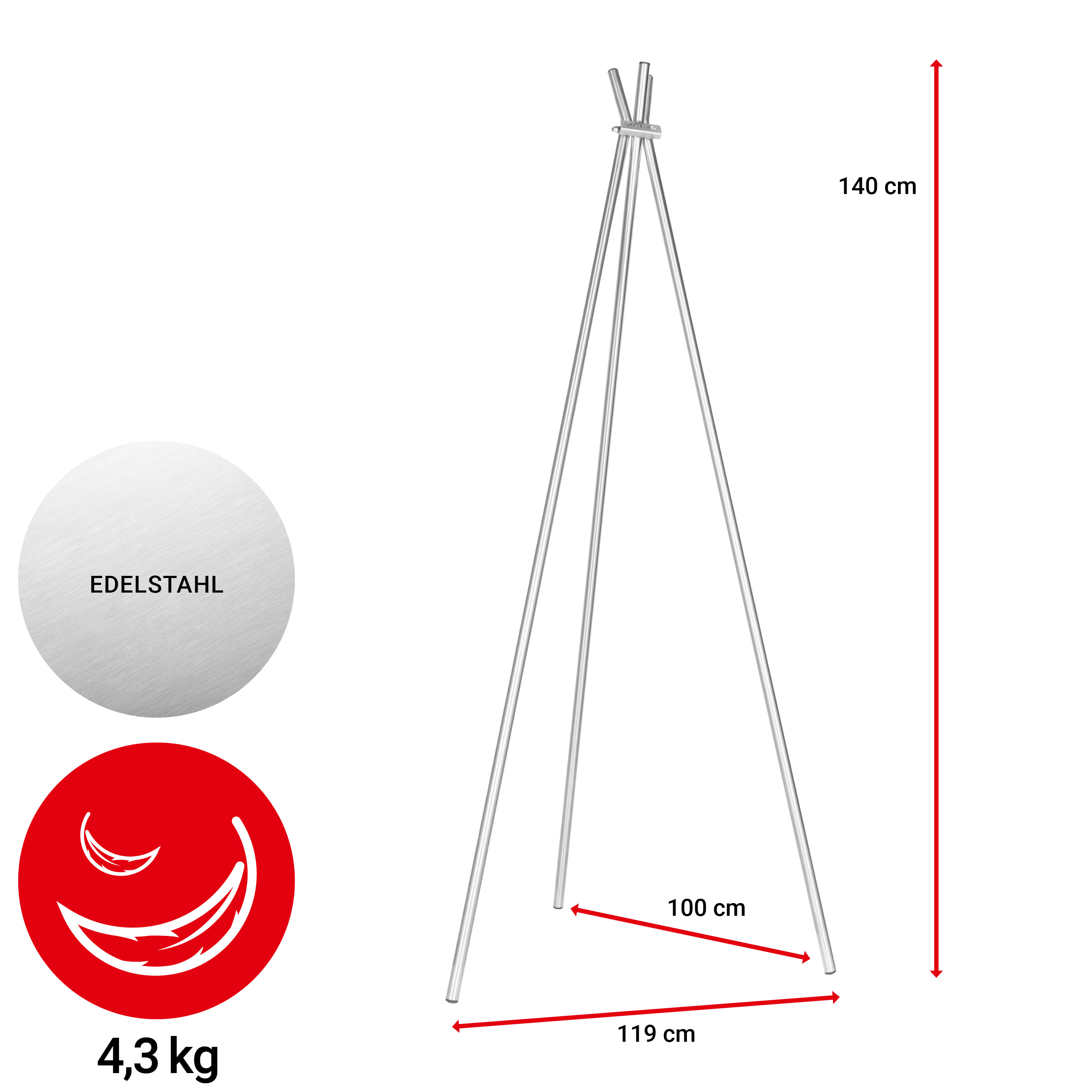 Kranzständer aus Edelstahl - 140cm