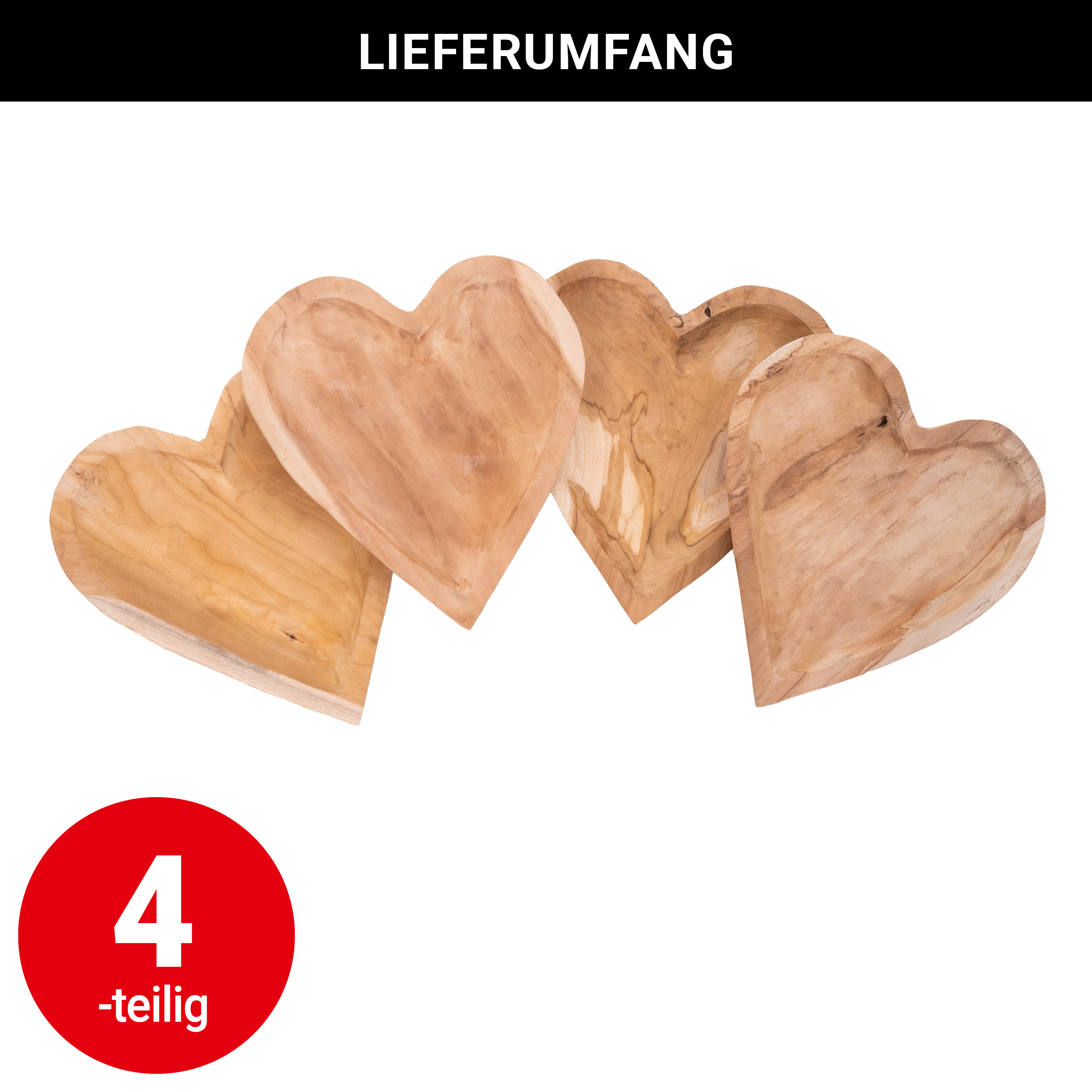 Dekoschale - Herz - Teakholz - VE: 4 Stück