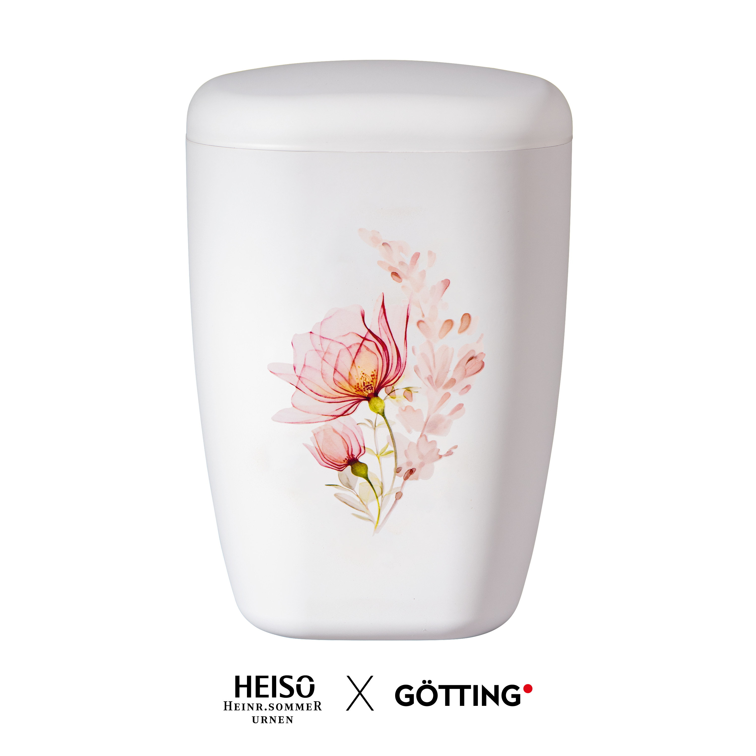 Heiso Naturstoffurne "Contura" - Aquarell-Rosenstrauß
