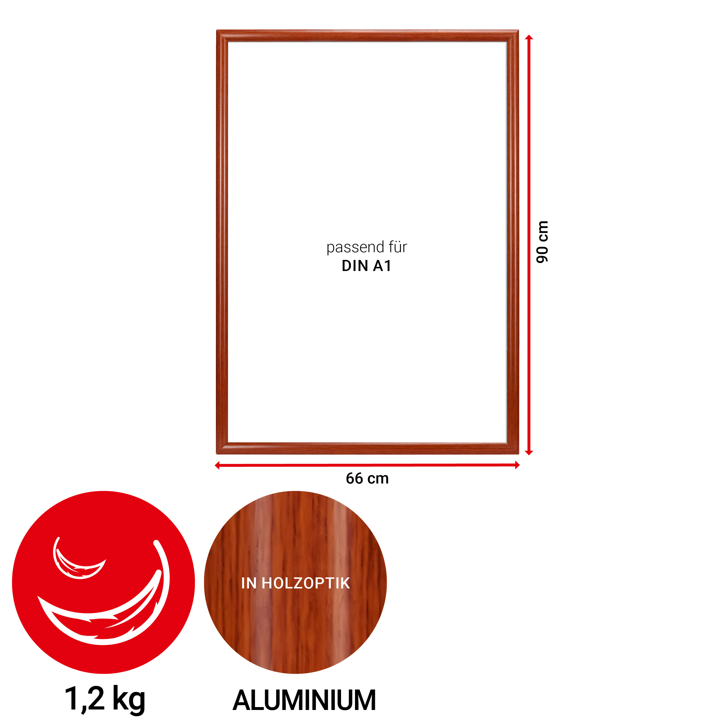 Alu Klapprahmen in Holzoptik DIN A1